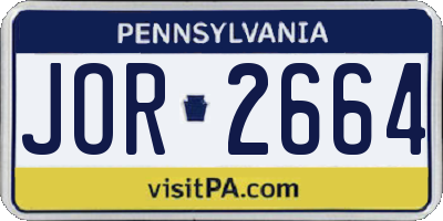PA license plate JOR2664