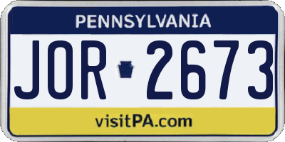 PA license plate JOR2673