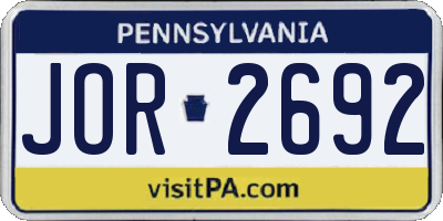 PA license plate JOR2692