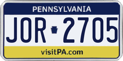 PA license plate JOR2705