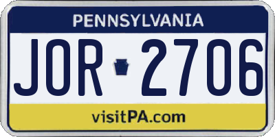 PA license plate JOR2706