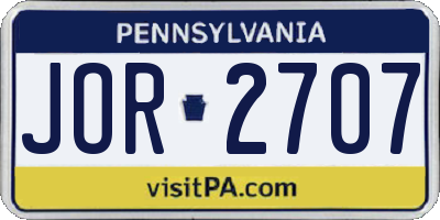 PA license plate JOR2707