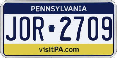 PA license plate JOR2709