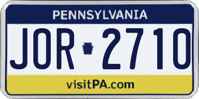 PA license plate JOR2710