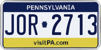 PA license plate JOR2713