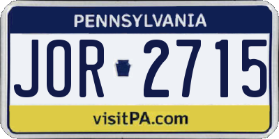 PA license plate JOR2715