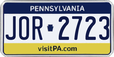 PA license plate JOR2723