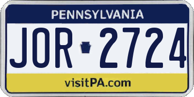 PA license plate JOR2724