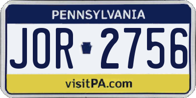 PA license plate JOR2756