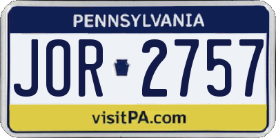 PA license plate JOR2757