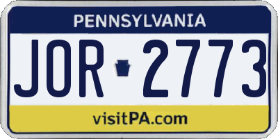 PA license plate JOR2773