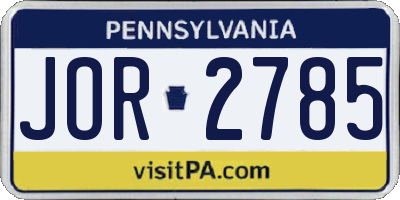 PA license plate JOR2785