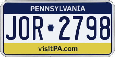 PA license plate JOR2798