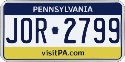 PA license plate JOR2799