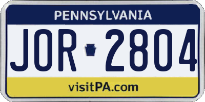 PA license plate JOR2804