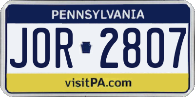 PA license plate JOR2807