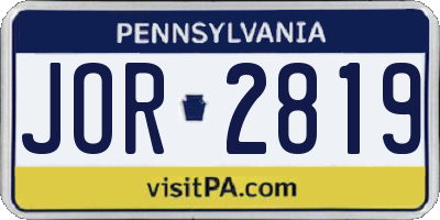 PA license plate JOR2819