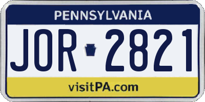 PA license plate JOR2821