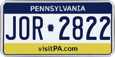 PA license plate JOR2822