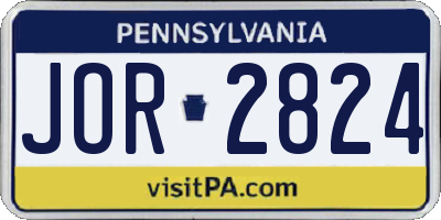 PA license plate JOR2824