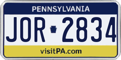 PA license plate JOR2834