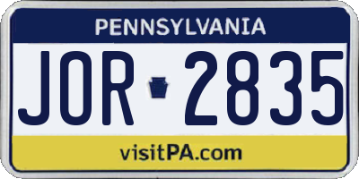 PA license plate JOR2835