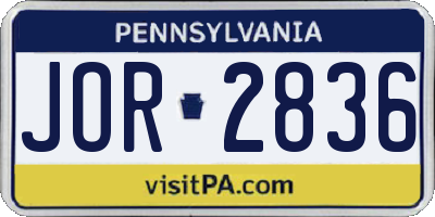 PA license plate JOR2836