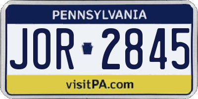 PA license plate JOR2845