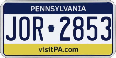 PA license plate JOR2853