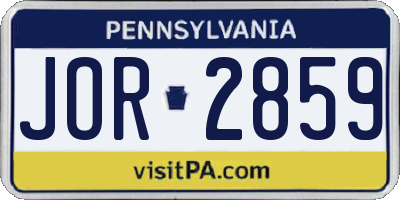 PA license plate JOR2859