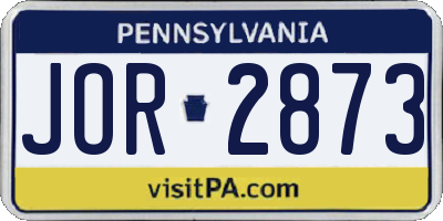 PA license plate JOR2873