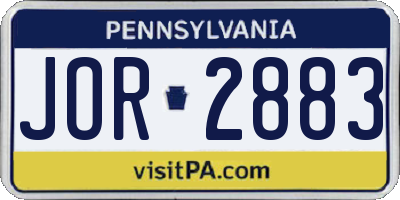 PA license plate JOR2883