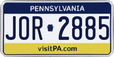 PA license plate JOR2885