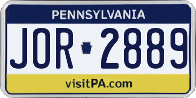 PA license plate JOR2889