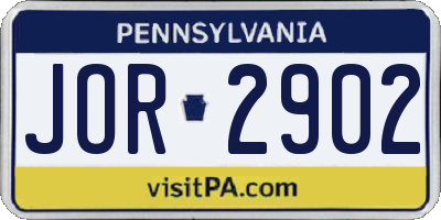 PA license plate JOR2902