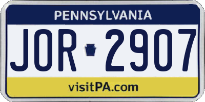 PA license plate JOR2907