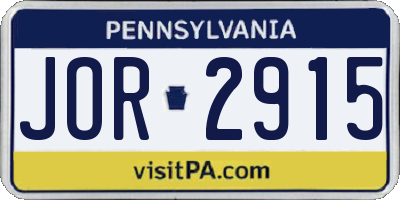 PA license plate JOR2915