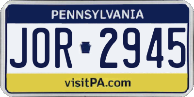 PA license plate JOR2945
