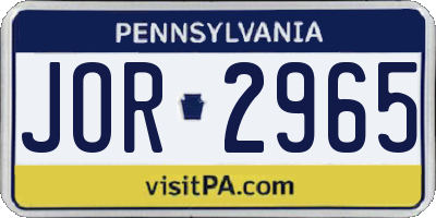 PA license plate JOR2965