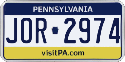 PA license plate JOR2974