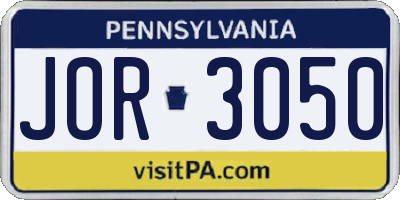 PA license plate JOR3050