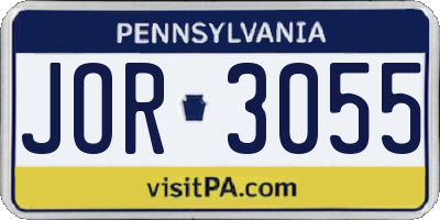 PA license plate JOR3055