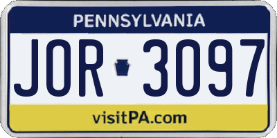 PA license plate JOR3097