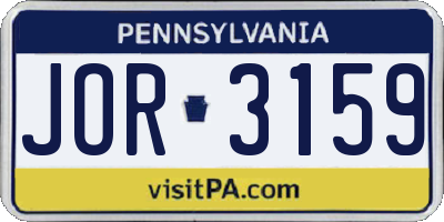 PA license plate JOR3159