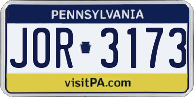 PA license plate JOR3173