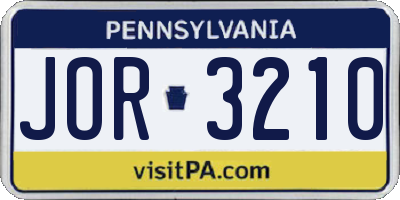 PA license plate JOR3210