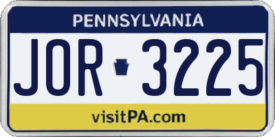 PA license plate JOR3225