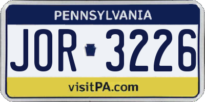 PA license plate JOR3226