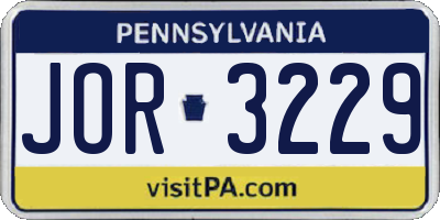 PA license plate JOR3229