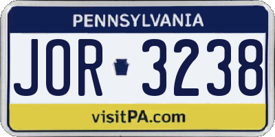 PA license plate JOR3238